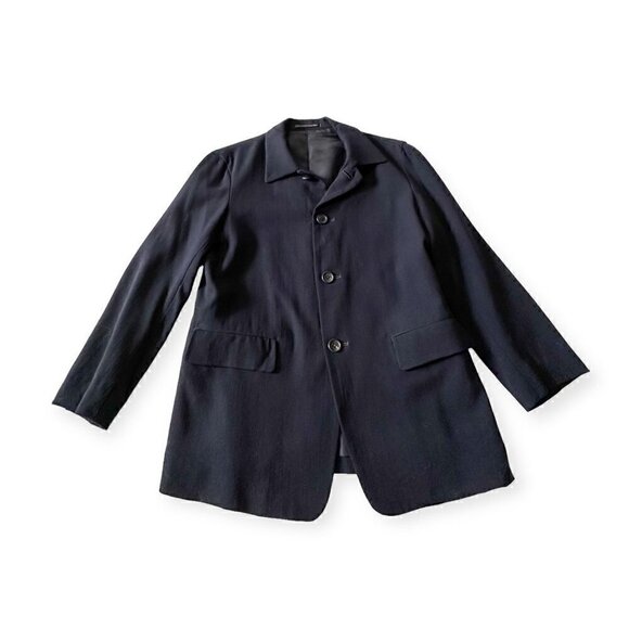 Vintage 1996 A/W Collection Y's Yohji Yamamoto Navy Wool Jacket, Women's, Size M - Picture 3 of 14